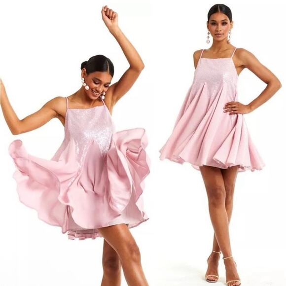 NWT Mestiza New York Margot Sequin Mini Dress Pink Balletcore Size Medium - Picture 3 of 12